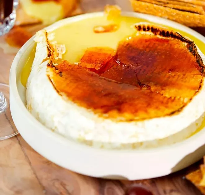 Turn your Camembert into a decadent crème brûlée canape with just 4 ingredients