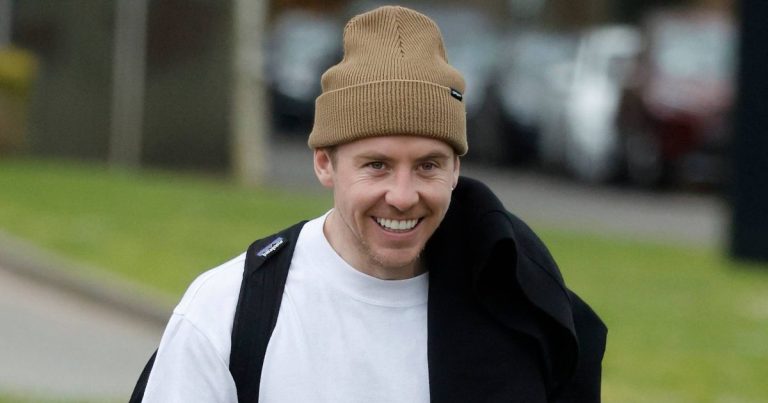 Danny Jones is all smiles as he breaks cover after grovelling apology for Maura Higgins kiss