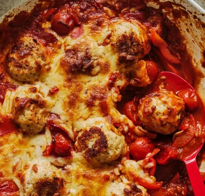 Chicken meatballs stuffed with a gooey surprise the whole family will savour – recipe