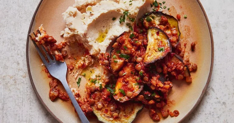 Nail Veganuary with ‘melt-in-the-mouth’ harissa aubergine – recipe
