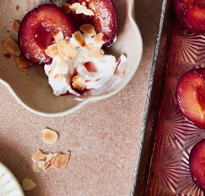 Epic 4-step warming maple and ginger baked plums dessert – recipe