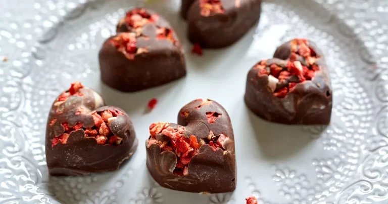 Chocolate raspberry hearts are ideal for Valentine’s – and there’s just three ingredients