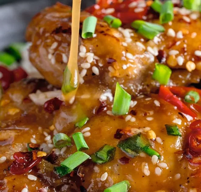 Irresistible and fiery sticky chicken thighs with chilli and lime from scratch to plate in just five steps – recip...