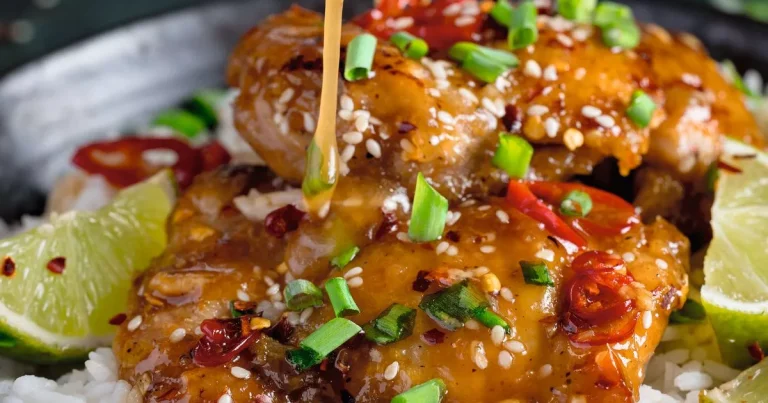 Irresistible and fiery sticky chicken thighs with chilli and lime from scratch to plate in just five steps – recip...