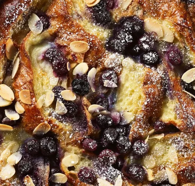 This ‘lightest ever’ sweet dessert blueberry pudding breakfast is ultimate morning treat
