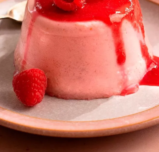 Get that loving feeling with this boozy raspberry panna cotta – perfect for two
