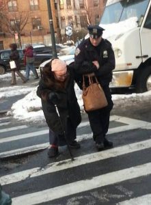 Although a police officer stopped traffic for her, I didnt start crying for that reason